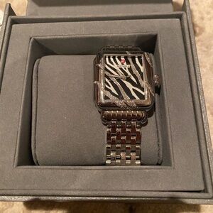 Michele Stainless Steel Zebra Dial Women's Watch